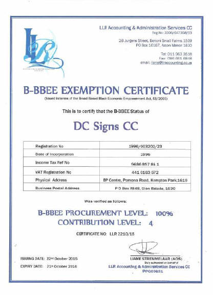 Bbbee Certificate 2084